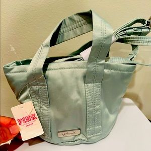 Victorias Secret PINK Satin Mini Bucket Bag Crossbody Purse Green